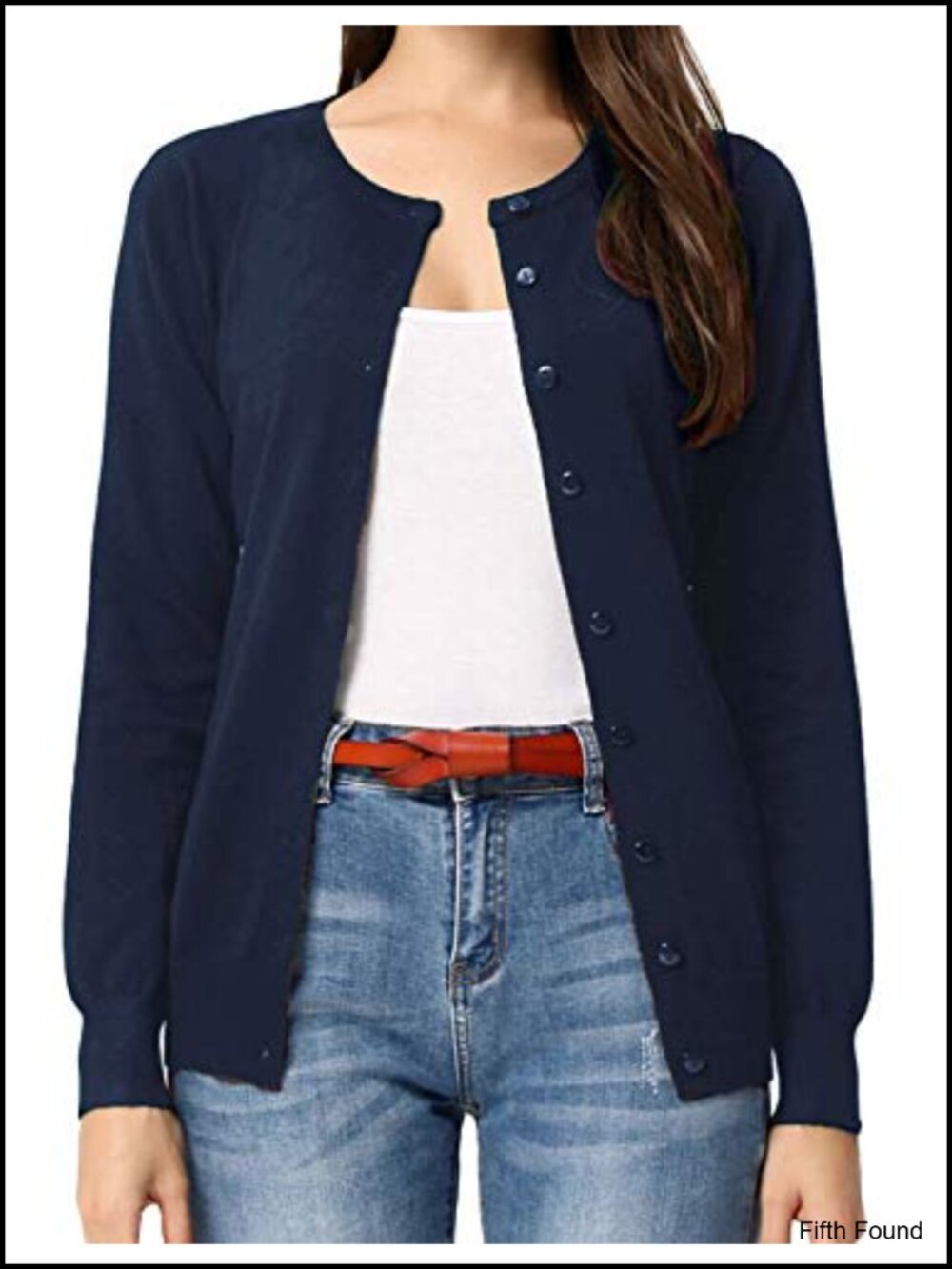 Women Lightweight Button Up Knit Cardigan Long Sleeve Crew Neck Sweater